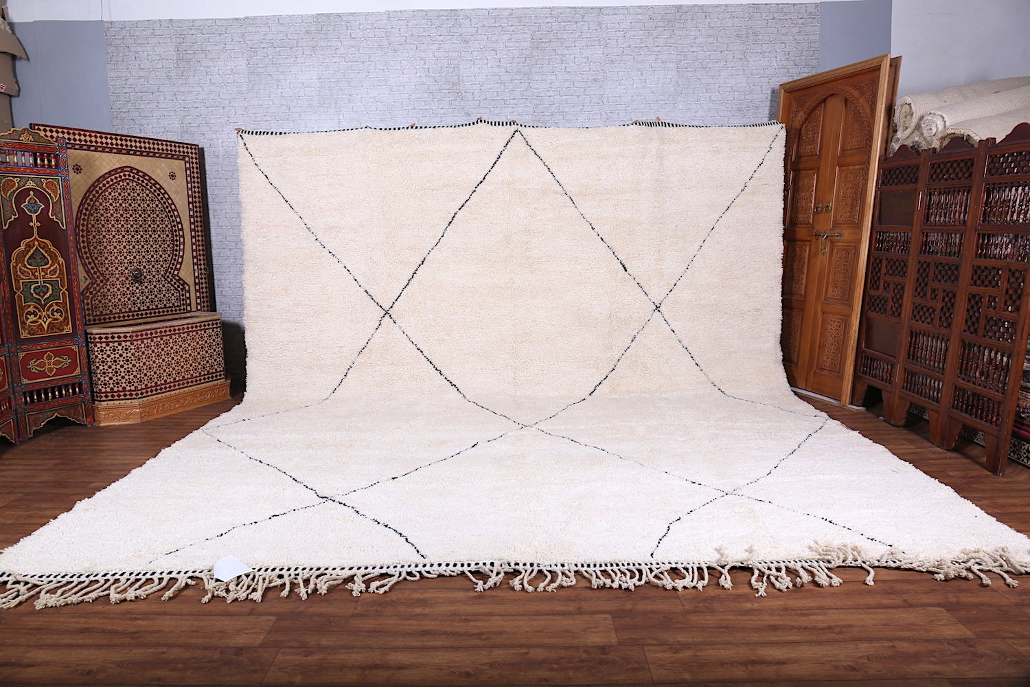 モロッコ絨毯Beni Ourain rug Moroccan Rug Hand Knotted - Beni Ourain Rug - All Wool Berber Rug