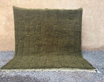 Moroccan olive green rug - Berber area rug - Moroccan area rug - Hand knotted solid rug - Morocco rug - Custom size rug