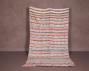 Kelim Teppich 15 x 25 cm - Vintage Berber Kelim Teppich - Gestreifter Kelim Teppich - Flach gewebter Teppich - Handgemachter Kelim Läufer