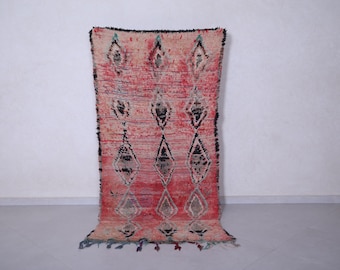 Vintage Moroccan rug 3.8 x 7.7 feet long rug - handmade rug - moroccan decor rug - moroccan wool rug - berber rug shag