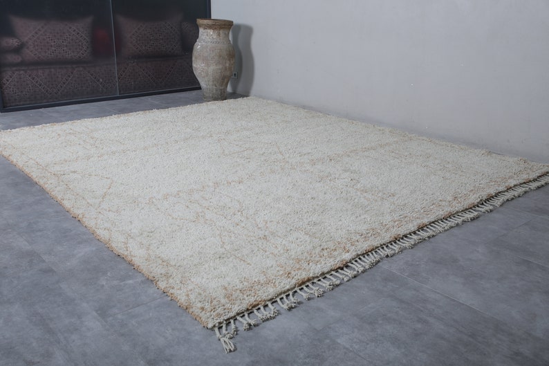 Beni Ourain Teppich Beige Tuareg Teppich aus Wolle in Beige Handgewebter Teppich Marokkanischer Berber Teppich Marokko Teppich Bild 4