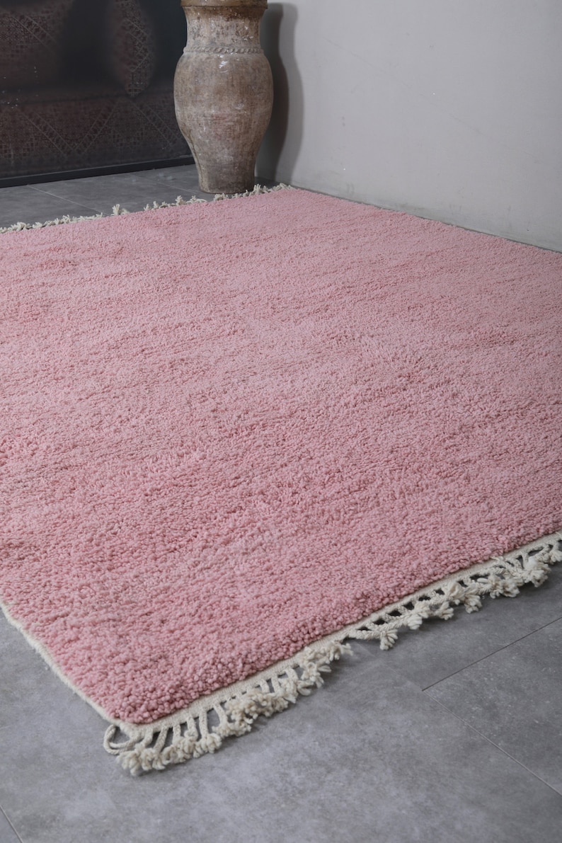 Moroccan rug millennial pink - Solid rug - Moroccan plain rug - Handmade rug - Beni ourain rug - Moroccan area rug - Morocco rug image 10