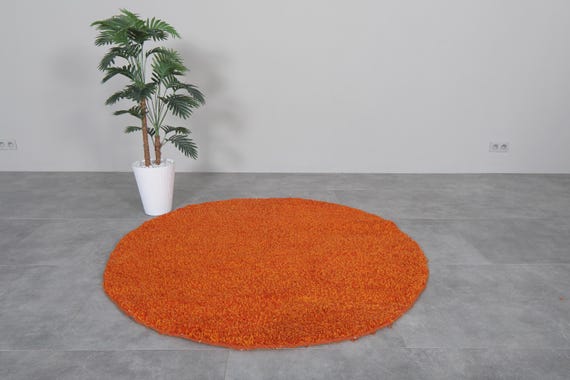 Moroccan Round rug Orange - handmade round rug - berber round rug - rounded rug - morocco rug circle - orange area rug - handmade rug
