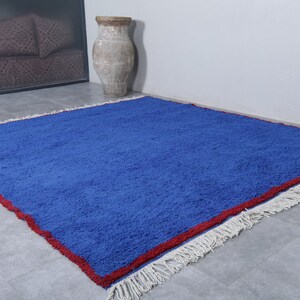 Moroccan rug blue Berber rug Custom Moroccan rug Beni ourain rug Handmade rug Plain Wool rug Solid blue rug custom made rugs image 4