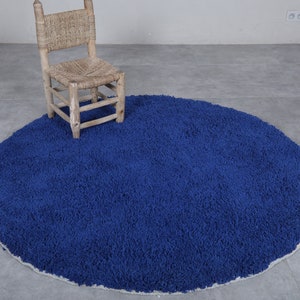 Benutzerdefinierter blauer runder Teppich - benutzerdefinierter runder Teppich - Berber-Teppich - Runder Wollteppich - Abgerundeter Teppich - Blauer Kreisteppich - Marokko-Teppich - Blauer Wollteppich