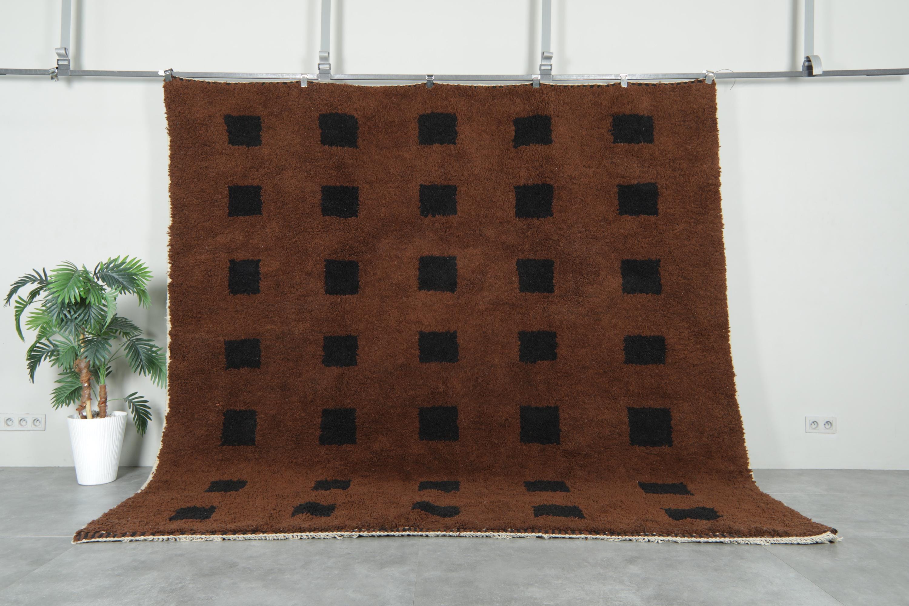 Moroccan rug brown - Beni ourain rug traditional - Handmade berber rug - Custom size rug  - Living room rug - wool area rug - Minimalist rug