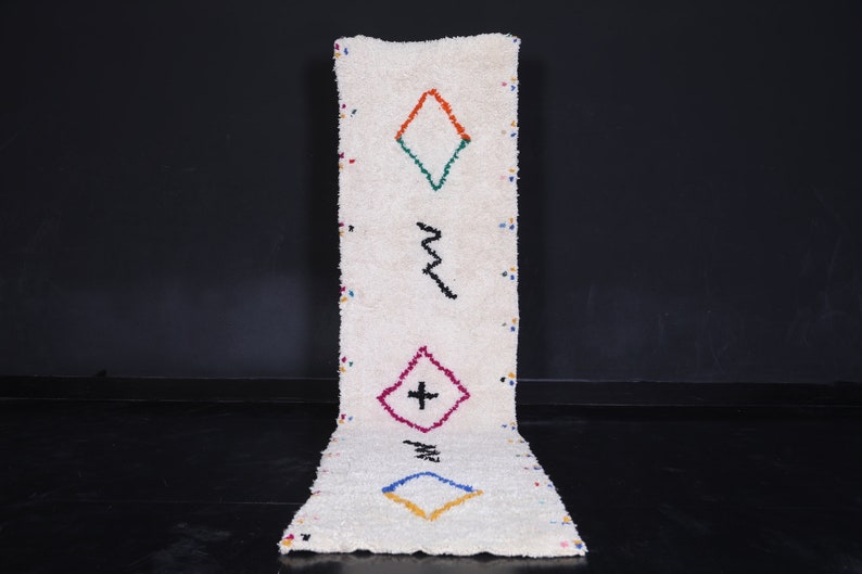 Moroccan entryway rug 2.6 x 11.4 feet azilal rug - handmade berber rug - vintage rug - beni ourain rug - long rug - runner moroccan rug