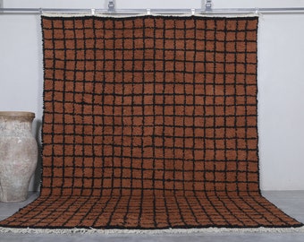 Moroccan rug grid - Hand knotted berber rug - Custom wool area rug - Rust orange rug - Boujaad rug - Living room rug - Moroccan rug
