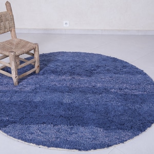 Handmade blue morocco rug - Custom round rug - Circle rug - Rounded rug - Beni ourain rug - blue circle rug - Berber rug round - wool rug