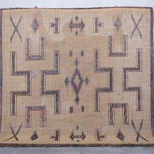 Square tuareg mat 3.7 x 3.7 feet vintage tuareg rug - handmade rug - sahara rug - mauritanian rug - nomad rug - african rug - vintage rug