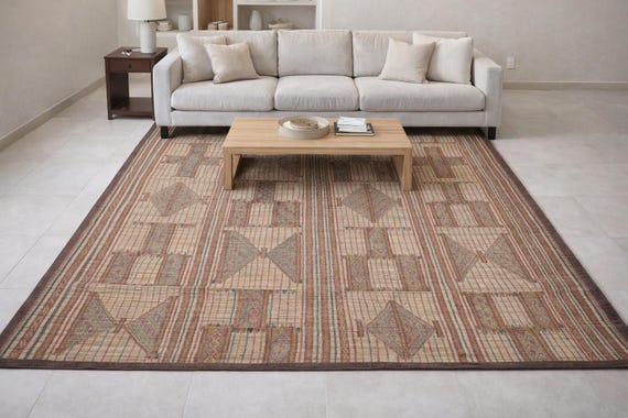Vintage tuareg mat 6.1 x 9.2 feet old reed rug - tuareg rug - handmade rug - nomad rug - mauritanian mat - sahara rug