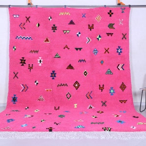 Moroccan rug pink - Moroccan wool rug - Berber rug -Beni ourain rug  custom rug - Handmade rug - Morocco rug - Moroccan berber rug pink
