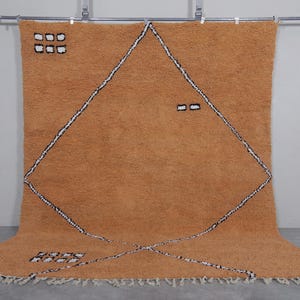 Moroccan berber rug orange - Beni ourain rug - Moroccan wool rug- Custom area rug - Handmade rug - Genuine lamb wool - Beni rug