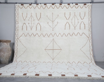 Beni ourain rug with Tuareg style amazing moroccan wool rug - Custom size rug - Moroccan Berber rug - Hand knotted rug - Moroccan rug
