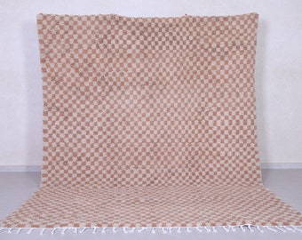 Checkered moroccan rug - Moroccan rug checkered - Berber rug - Handmade rug - Moroccan rug - Checkered rug beni ourain - Peach and cream