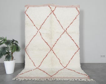 Hand knotted moroccan 5 × 7.9 Feet Beni ourain rug - Moroccan rug - Living room rug - Handmade berber rug - Trellis rug