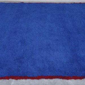 Moroccan rug blue Berber rug Custom Moroccan rug Beni ourain rug Handmade rug Plain Wool rug Solid blue rug custom made rugs image 3