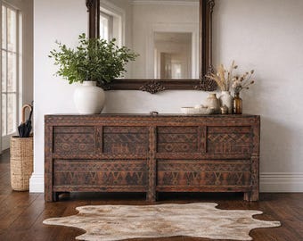 Extra Large Moroccan Chest – Hand-Painted trunk from Taroudant - Moroccan Wooden Trunk – Extra Large Hand-Painted Chest with Amazigh Designs