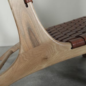 Handmade Brown Leather Moroccan Chair – Walnut Wood Lounge Armchair image 5