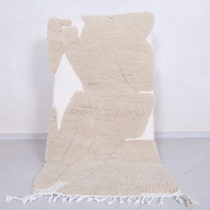 Beige abstract moroccan 3.1 x 6.1 ft rug - Handmade Beni ourain area rug - Soft textured neutral berber wool rug - Hallway Accent