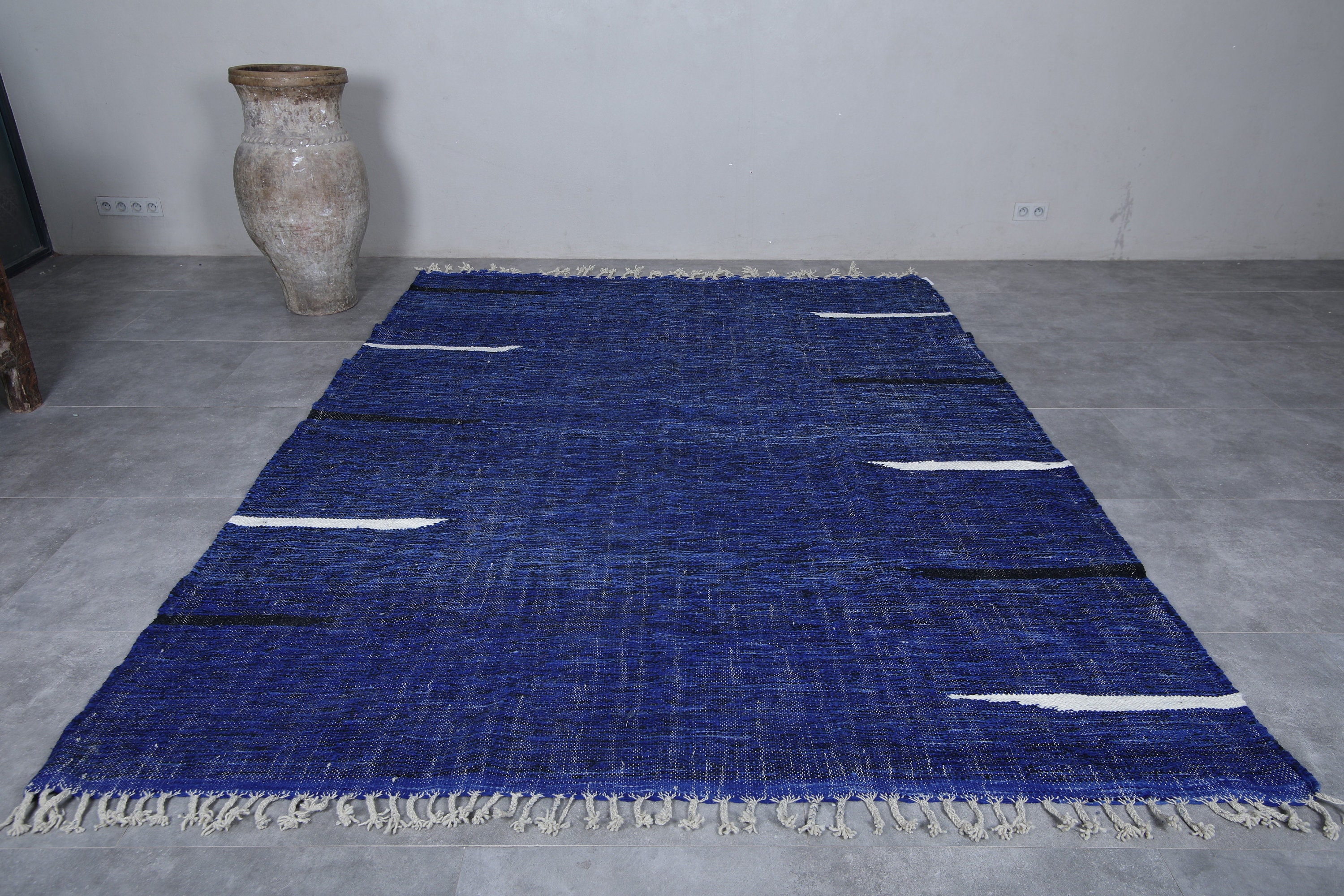 Blue Arabic Rug Flat Woven Blue Rug - Moroccan Rug - Blue Area Rug - Custom Size Rug ...
