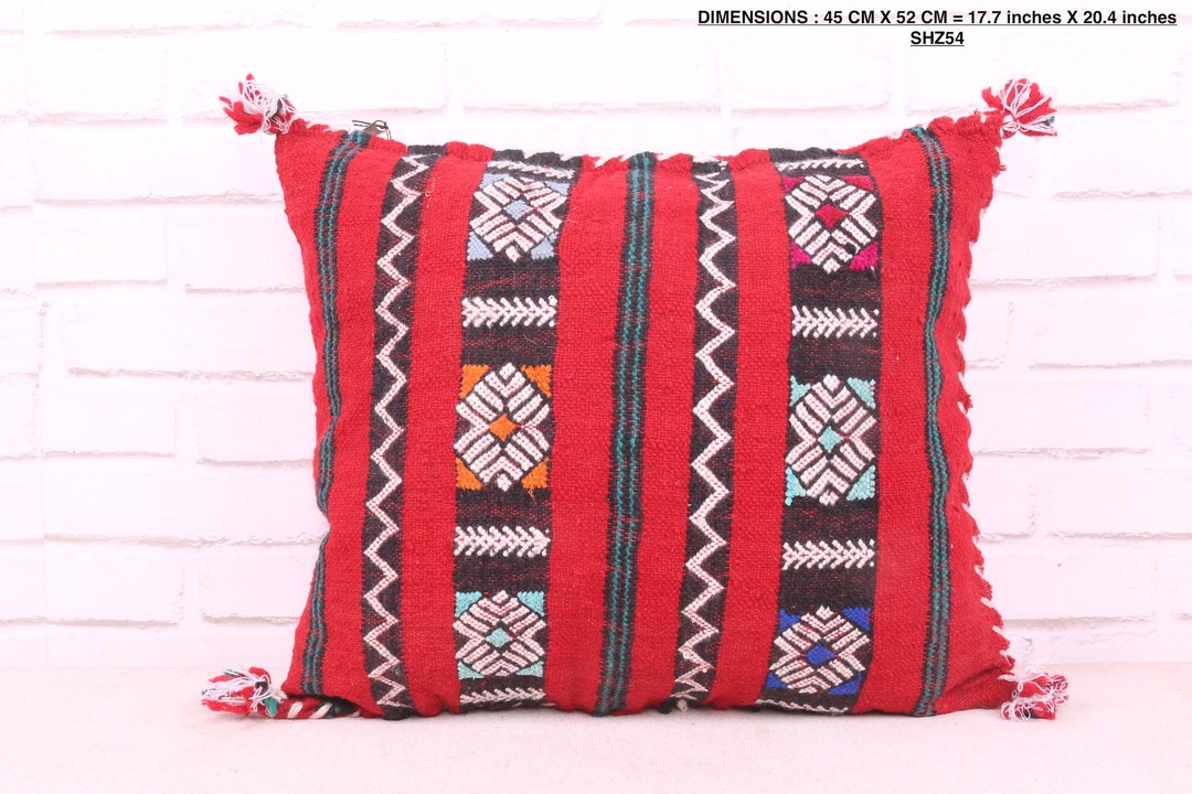 Red Moroccan Pillow X Inches Vintage Berber Pillow