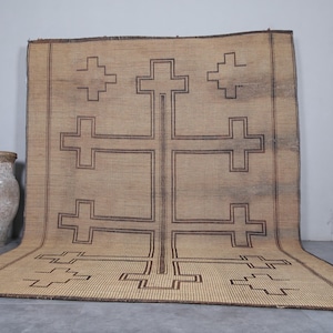 Mauritanian tuareg rug 9.4 x 13.2 feet vintage rug - reed rug - african rug - vintage tuareg mat - old rug - nomad rug - sahara rug