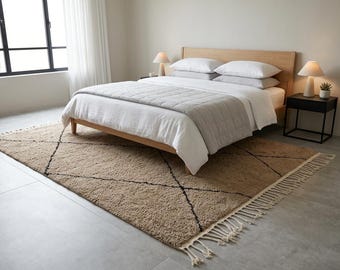 Tapis Beni ourain taupe - Tapis marocain en treillis - Tapis berbère noué à la main - Tapis marocain - Tapis fait main personnalisé - Tapis marocain