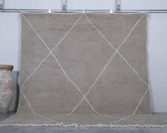 Moroccan rug taupe gray - Beni ourain rug Trellis - Hand knotted Berber rug - Morocco rug - Custom Handmade rug - Moroccan rug