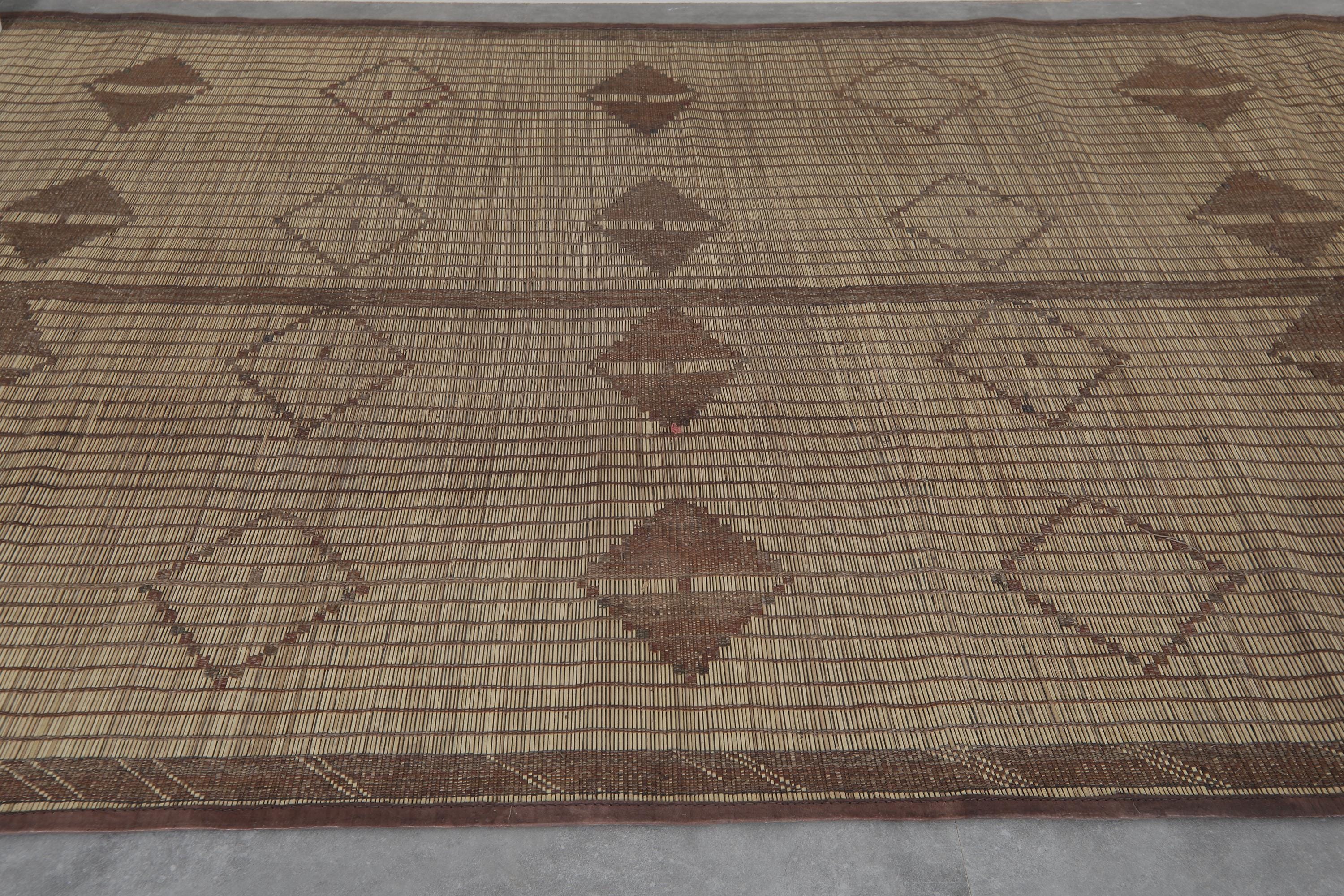 Reed Rug Vintage Tuareg Mat 6.7 X 10 Feet Mauritanian Mat Reed Rug - Vintage ...