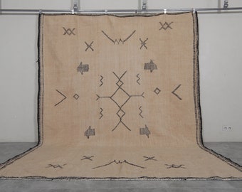 Moroccan wool kilim rug 8.8 x 11.1 feet – tribal Berber flatweave kilim – camel moroccan flatweave rug – large handmade kilim