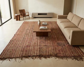 Vintage Tuareg mat 6.4 x 9 feet african reed mat - mauritanian mat - saharan leather mat - tuareg - nomad rug - tuareg rug - reed rug