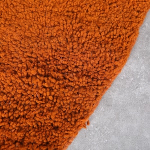 Moroccan orange round rug wool - Plain round rug - Moroccan round rug - Circle rug - Berber area rug - Handmade rug image 9