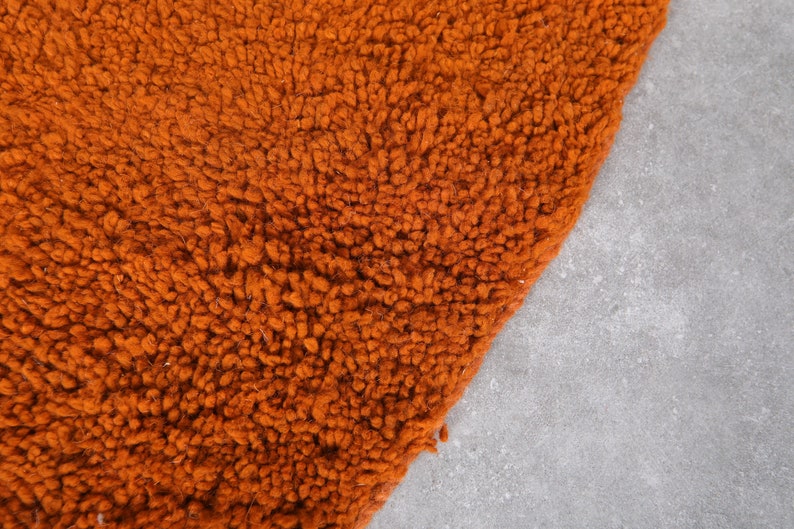 Moroccan orange round rug wool - Plain round rug - Moroccan round rug - Circle rug - Berber area rug - Handmade rug image 9