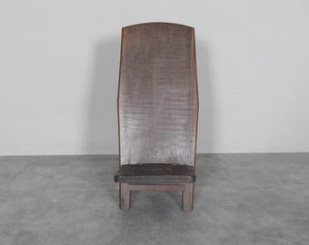 Handmade Rustic Wood Chair – Bohemian Carved Accent, Moroccan Style