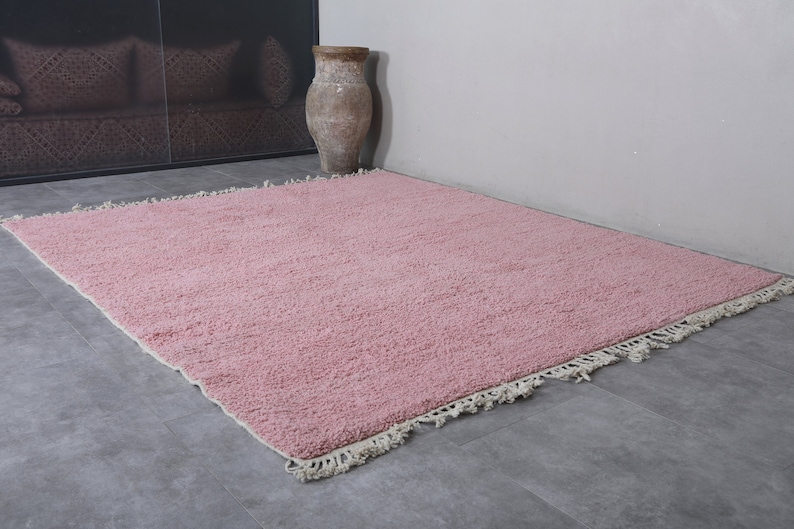 Moroccan rug millennial pink - Solid rug - Moroccan plain rug - Handmade rug - Beni ourain rug - Moroccan area rug - Morocco rug image 2