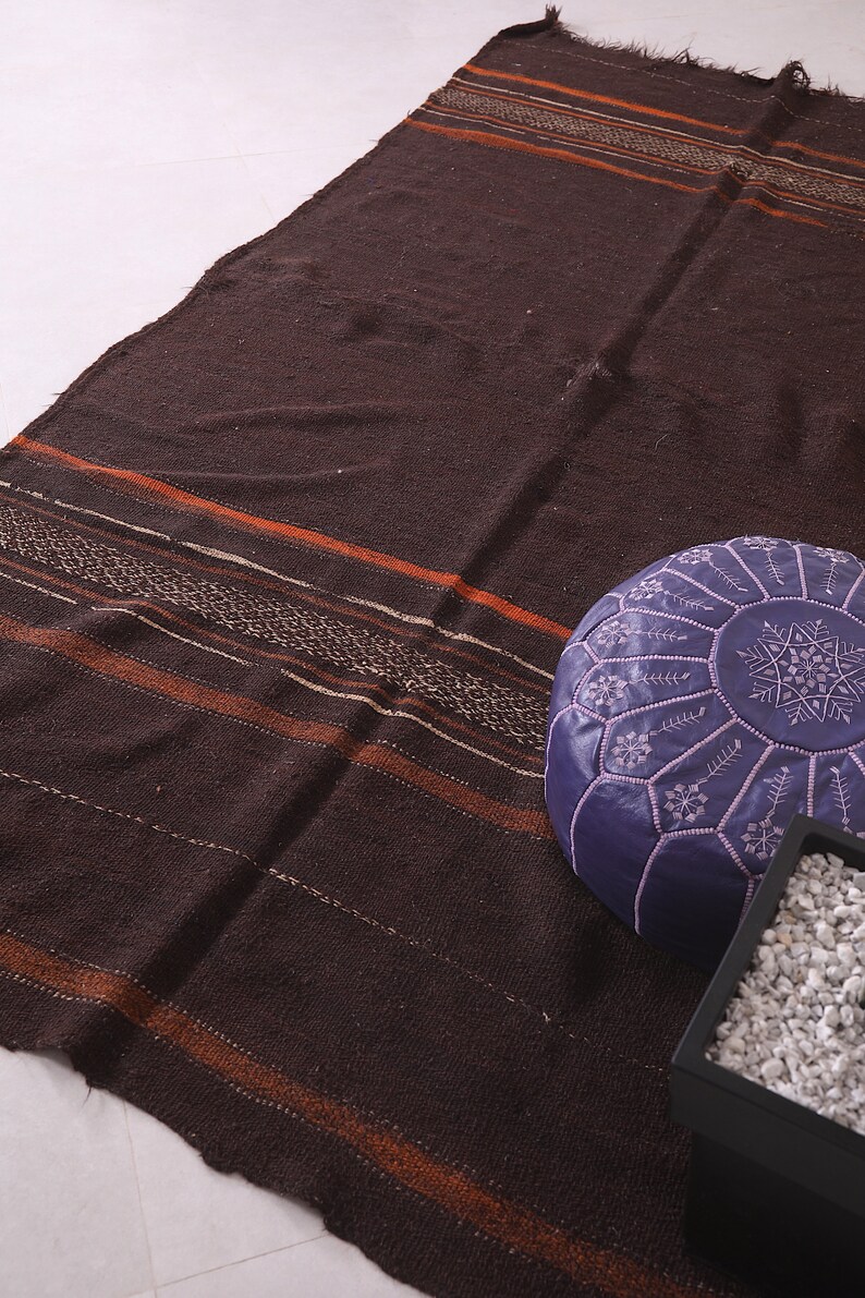 Runner Moroccan Brown Rug 5.3 X 9.8 Feet Flat Woven Vintage Etsy