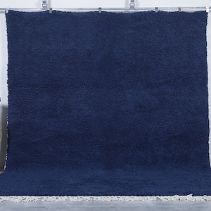 Moroccan cobalt blue rug - Moroccan Solid rug - Beni ourain rug - Berber handmade rug - Moroccan rug - Hand knotted rug - Blue cobalt rug
