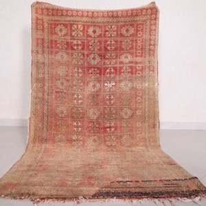 Moroccan Berber rug 3.2x5.8 feet – Red and beige tribal moroccan rug – Vintage moroccan wool rug – Handmade rug in Morocco