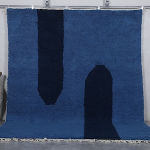 Moroccan rug blue - Berber rug - Custom moroccan rug - Beni ourain rug - Handmade rug - Wool rug - Contemporary blue rug - Indigo blue rug