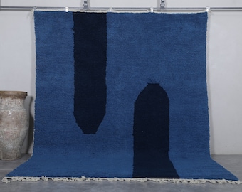 Moroccan rug blue - Berber rug - Custom moroccan rug - Beni ourain rug - Handmade rug - Wool rug - Contemporary blue rug - Indigo blue rug