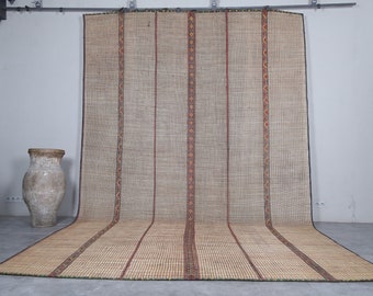 Large Striped Tuareg rug 10 x 16.4 Feet Mauritanian rug - Handmade rug - Vintage rug - Tuareg mat - Reed rug - Old nomad rug - Reed rug