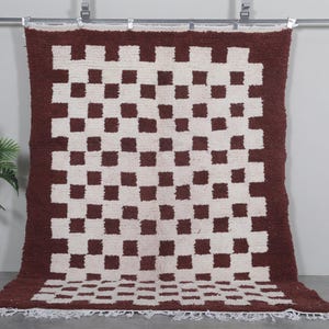 Moroccan checkered rug 6.1 x 8.6 feet beni ourain rug - moroccan berber rug - morocco rug - moroccan wool rug - checkerboard rug