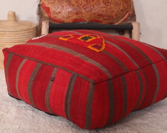 Pouf etnico per l'arredamento della casa in stile marocchino - Cuscino da pavimento fatto a mano da 24 x 24 pollici per l'arredamento del soggiorno in stile boho, pouf ottomano o poggiapiedi