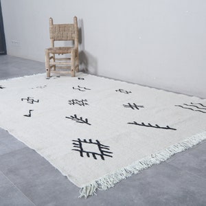 Custom Moroccan rug Flat woven rug White morocco rug Berber rug Kilim rug handmade rug Moroccan area rug Moroccan kilim image 5