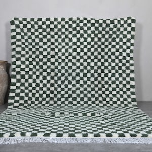 Moroccan rug 8.3 x 11.9 feet moroccan checkered rug - checkered area rug green - wool checkered rug - checkered area rug - moroccan rug