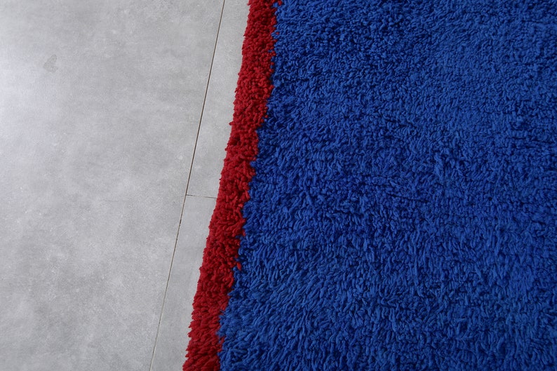 Moroccan rug blue Berber rug Custom Moroccan rug Beni ourain rug Handmade rug Plain Wool rug Solid blue rug custom made rugs image 6