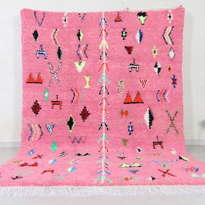 Moroccan rug pink - Beni ourain rug - Wool berber rug - Custom rug - Handmade rug - Pink rug - Free shipping - Moroccan pink rug