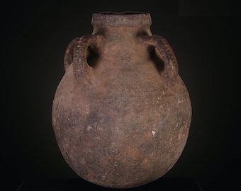 80 years old tafilalt clay pot with a lid, vintage moroccan pottery milk pot, 13.3 inches w x 18.5 inches h