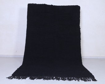 Moroccan rug black 5.9 X 9.9 Feet beni ourain black morocco rug - Black wool rug - Handmade rug - moroccan berber rug